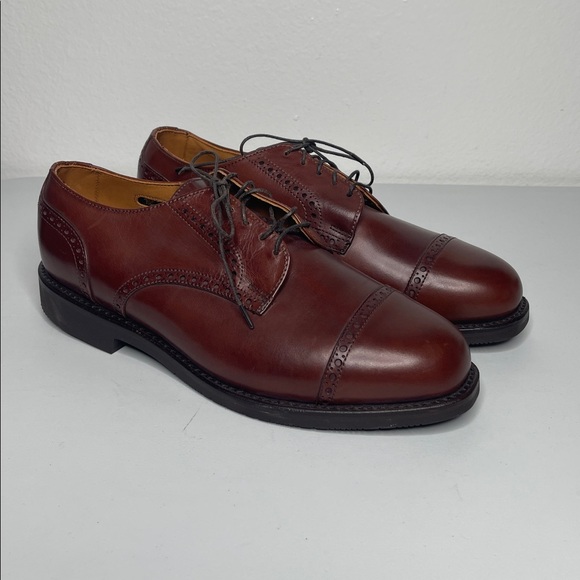 Allen Edmonds Cap Toe Fifth Ave Shoes Brown Leather USA Size 8.5 EEE Narrow New